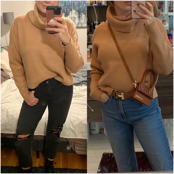 NWT Lulus Let's Cuddle Tan Cowl Neck Sweater - Picture 12 of 15